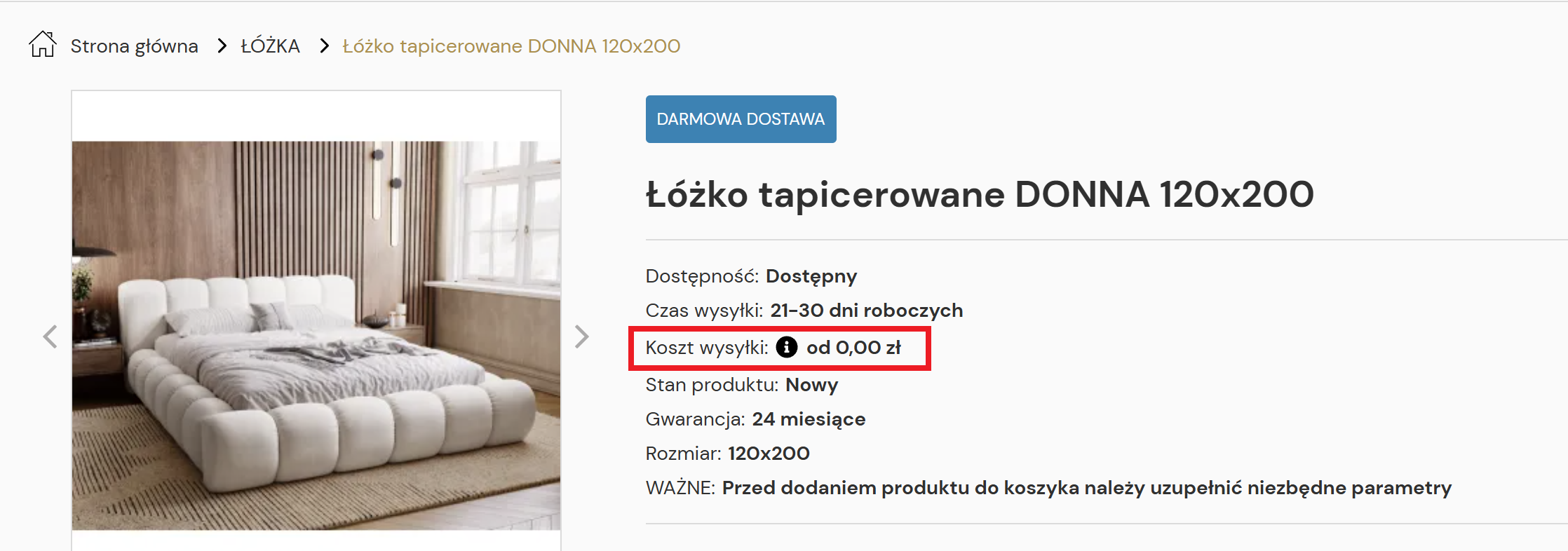 Gdzie sprawdzić koszt dostawy na karcie produktu – Silk Meble