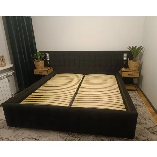 łóżko LOTUS silk meble ze stelażem metalowym w ciemnej kolorystyce