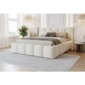 Łóżko tapicerowane SALI 180x200 w tkaninie typu boucle "barankowej"