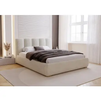 Łóżko tapicerowane SELIA 160x200 w tkaninie typu boucle "barankowej"