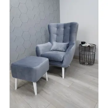 Zestaw LUNA fotel z podnóżkiem wzór "krata"