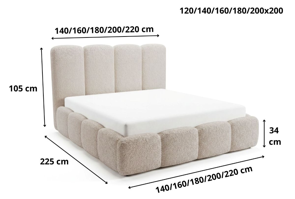 Łóżko tapicerowane KELLY wymiary Silk Meble
